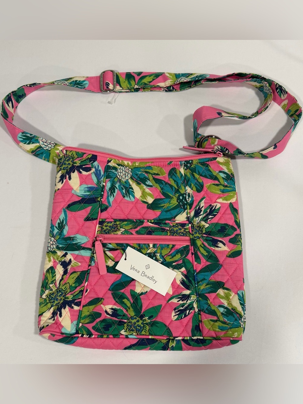 Vera Bradley Hot Pink Tropical Paradise Hipster Floral Quilted Crossbody Bag NWT